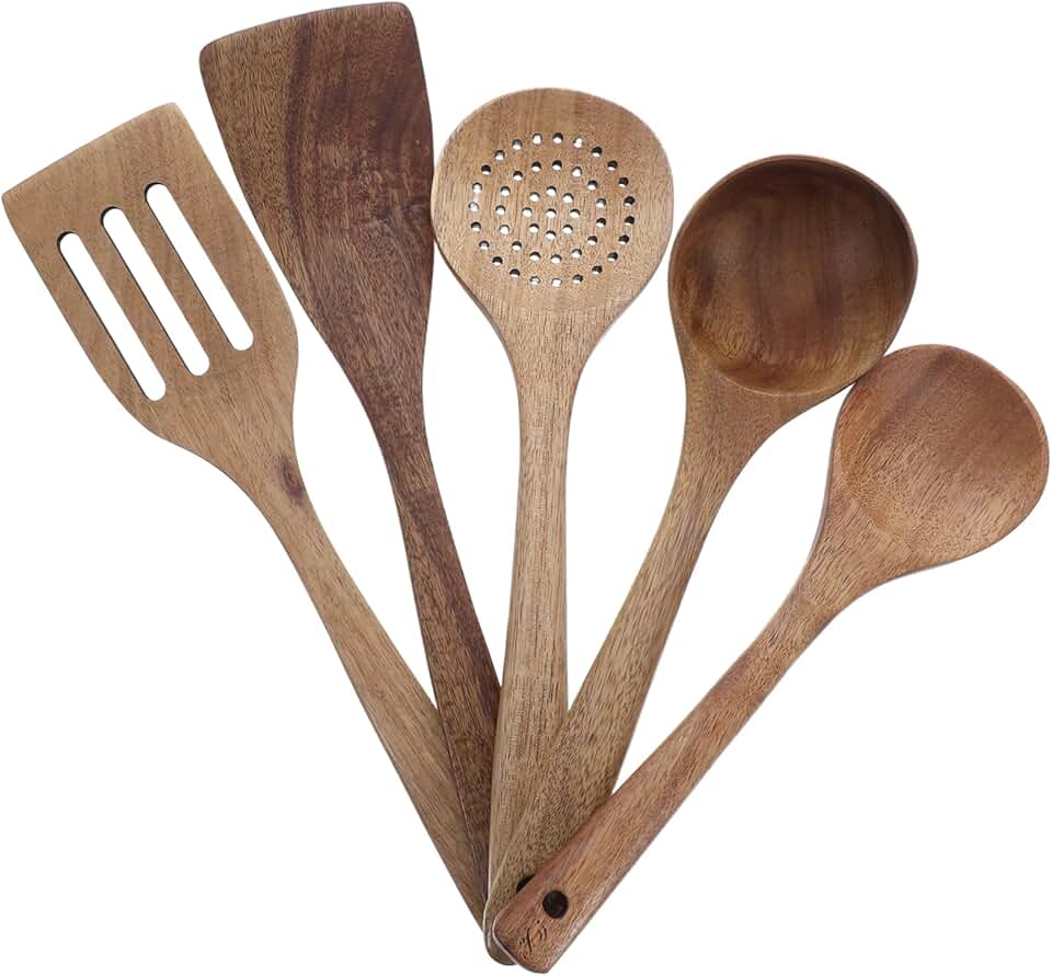 Wooden Cooking Utensils Set with Soup Spoon and Spatula