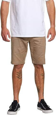 Men's 21-Inch Khaki Chino Shorts, Size 34