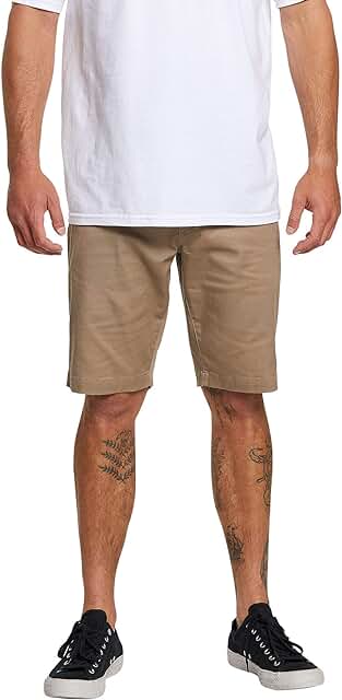 Men's 21-Inch Khaki Chino Shorts, Size 34