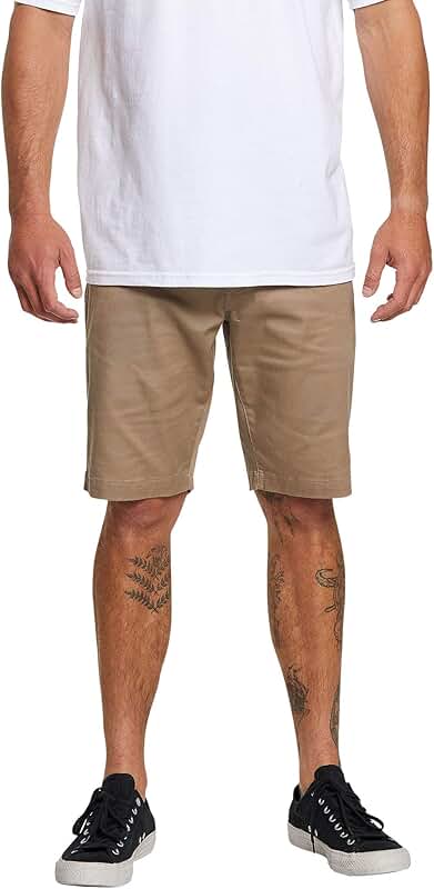 Men's 21-Inch Khaki Chino Shorts, Size 34