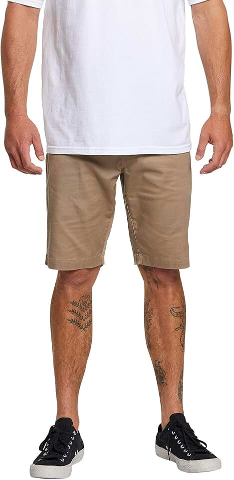 Men's 21-Inch Khaki Chino Shorts, Size 34