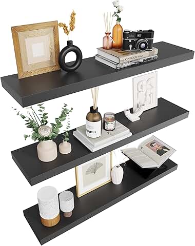 Set of 3 36-inch Rustic Wall-Mounted Floating Shelves