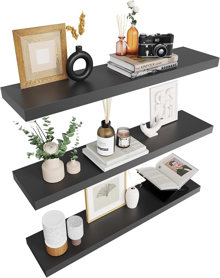 Set of 3 36-inch Rustic Wall-Mounted Floating Shelves