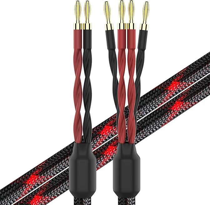 Bi-Wire Speaker Cable with Banana Plugs, 1.5M Pair
