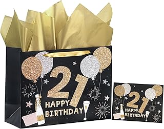 Large 21st Birthday Gift Bag with Card and Tissue