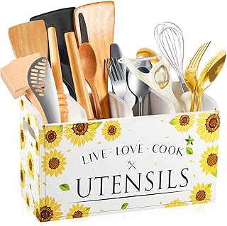 Sunflower Kitchen Utensil Holder with Four Compartments