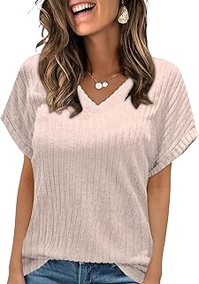 Women's Short Sleeve V-Neck Sweater Top