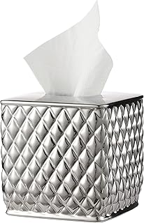 Square ceramic tissue holder with pineapple pattern