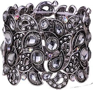 Women's Floral Stretch Cuff Bracelet for 6.5-7.5 Inch Wrists