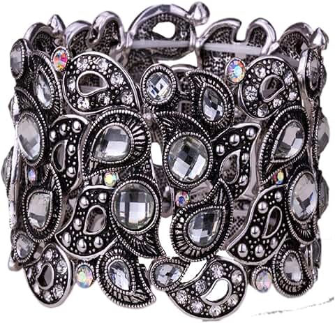 Women's Floral Stretch Cuff Bracelet for 6.5-7.5 Inch Wrists
