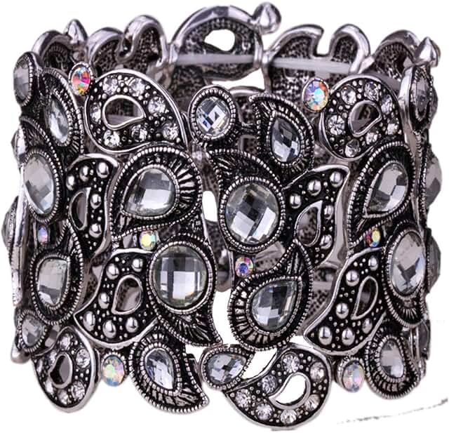 Women's Floral Stretch Cuff Bracelet for 6.5-7.5 Inch Wrists