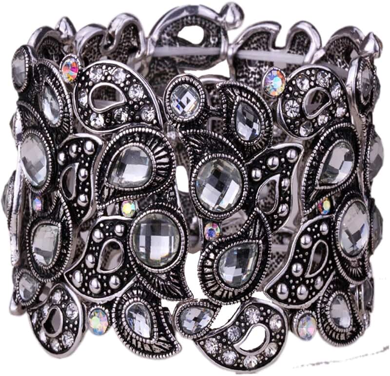Women's Floral Stretch Cuff Bracelet for 6.5-7.5 Inch Wrists