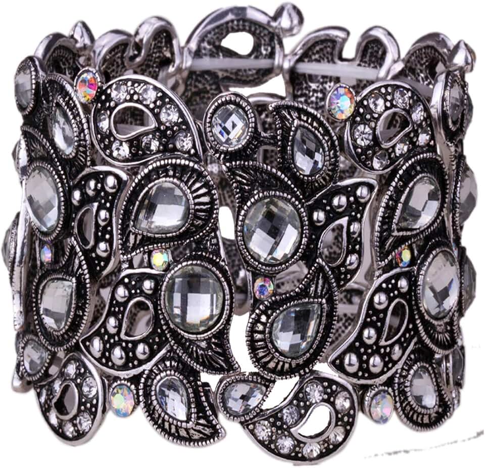 Women's Floral Stretch Cuff Bracelet for 6.5-7.5 Inch Wrists