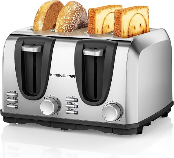 4-Slice Toaster with Wide Slots and Multiple Settings
