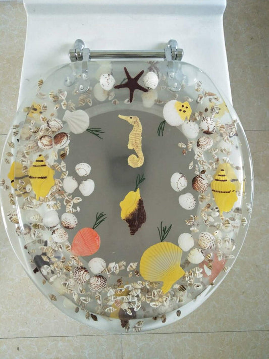 19" Clear Seahorse Polyresin Tet Seat, Elongated