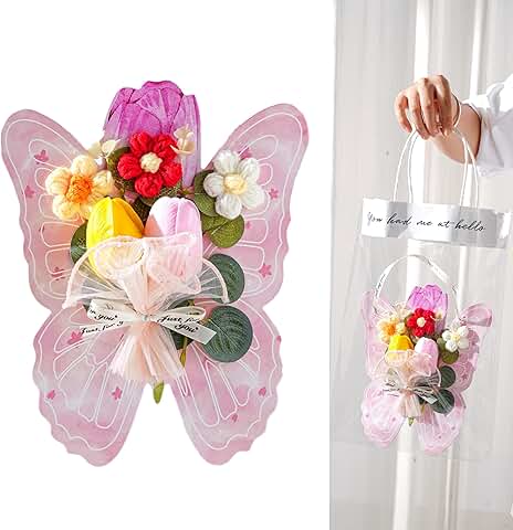 Handmade Crochet Tulip Flowers with Gift Bag and Cards