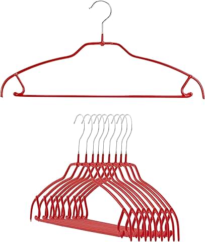 Ultra-Thin Non-Slip Clothes Hangers with Pant and Skirt Hooks, Pack of 10