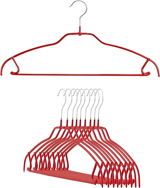 Ultra-Thin Non-Slip Clothes Hangers with Pant and Skirt Hooks, Pack of 10
