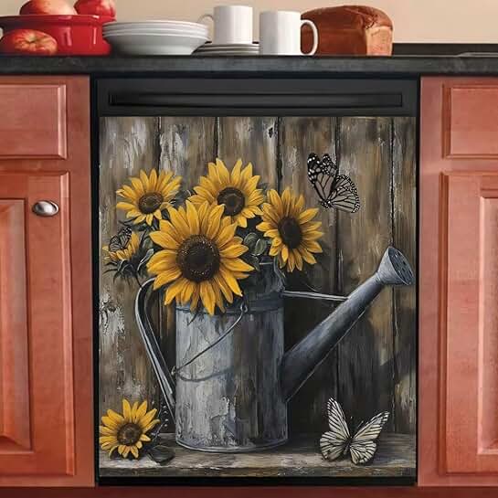 Rustic Sunflower Dishwasher Magnet Cover