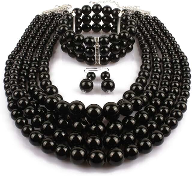Multi-layer Pearl Necklace, Bracelet, and Earrings Set