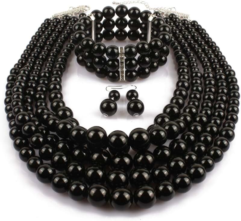 Multi-layer Pearl Necklace, Bracelet, and Earrings Set