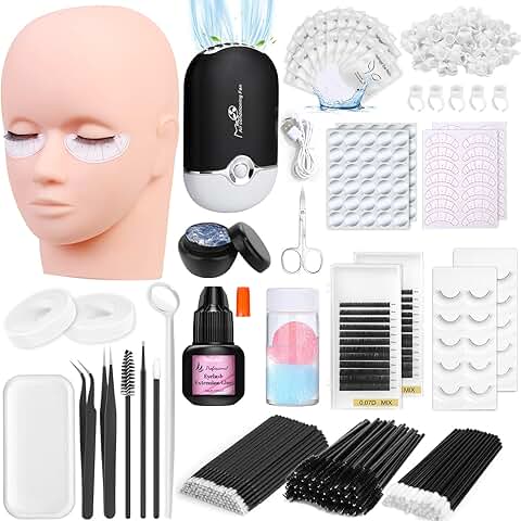 Lash Extension Practice Kit with Mannequin Head and Supplies
