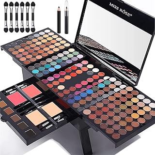 Complete 190-Color Makeup Kit with Brushes and Mirror