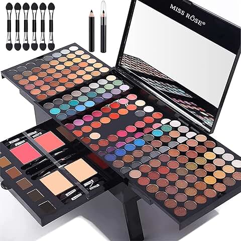Complete 190-Color Makeup Kit with Brushes and Mirror