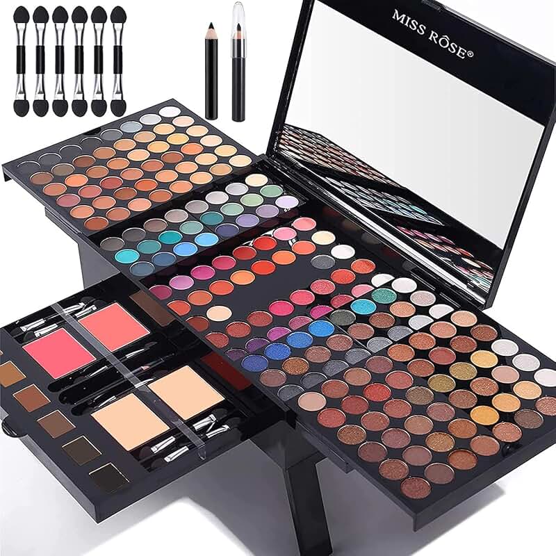 Complete 190-Color Makeup Kit with Brushes and Mirror