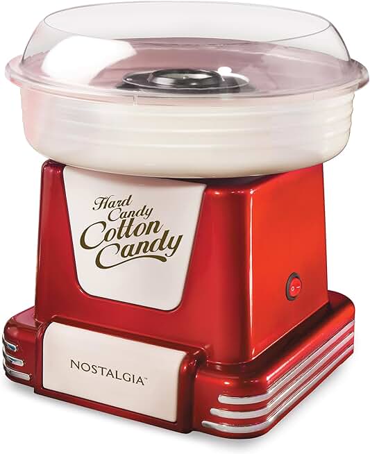 Retro Cotton Candy Machine with Reusable Cones and Scoop
