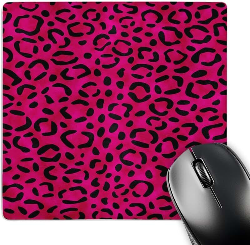 Pink leopard print mouse pad, 8 x 8 inches