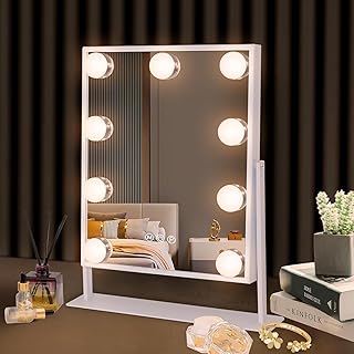Lighted Vanity Mirror with 9 LEDs and 10x Magnifier