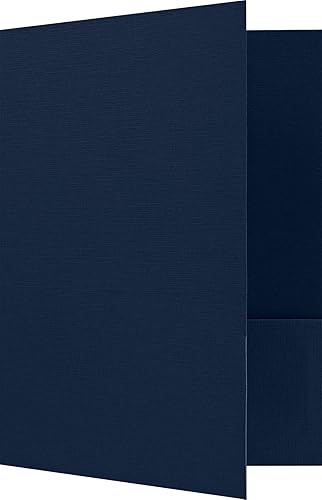 9x12 Nautical Blue Linen Presentation Folders, 25 Pack