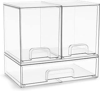Set of 3 Clear Acrylic Storage Bins for Bathroom Organization