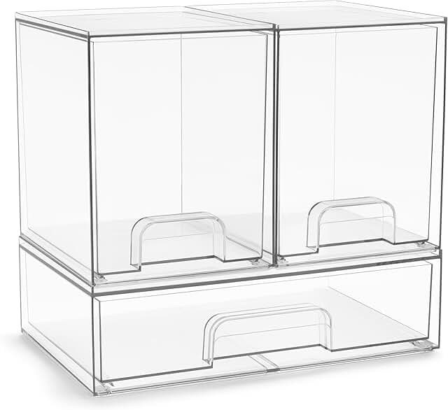 Set of 3 Clear Acrylic Storage Bins for Bathroom Organization