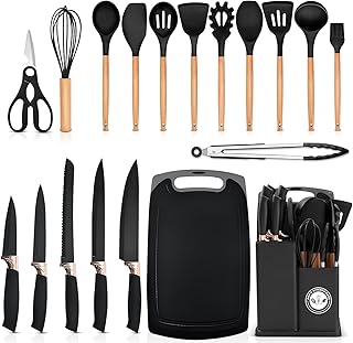 Silicone Utensils and Knife Set with Cutting Board