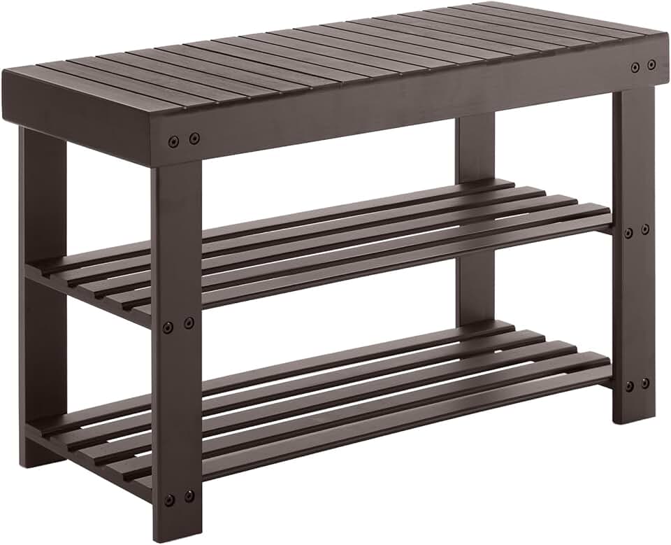 3-Tier Bamboo Shoe Rack Bench for Entryway and Bedroom