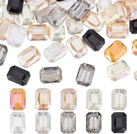 100pcs 10-Color Faceted Glass Beads 13x18mm