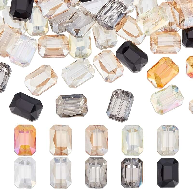 100pcs 10-Color Faceted Glass Beads 13x18mm