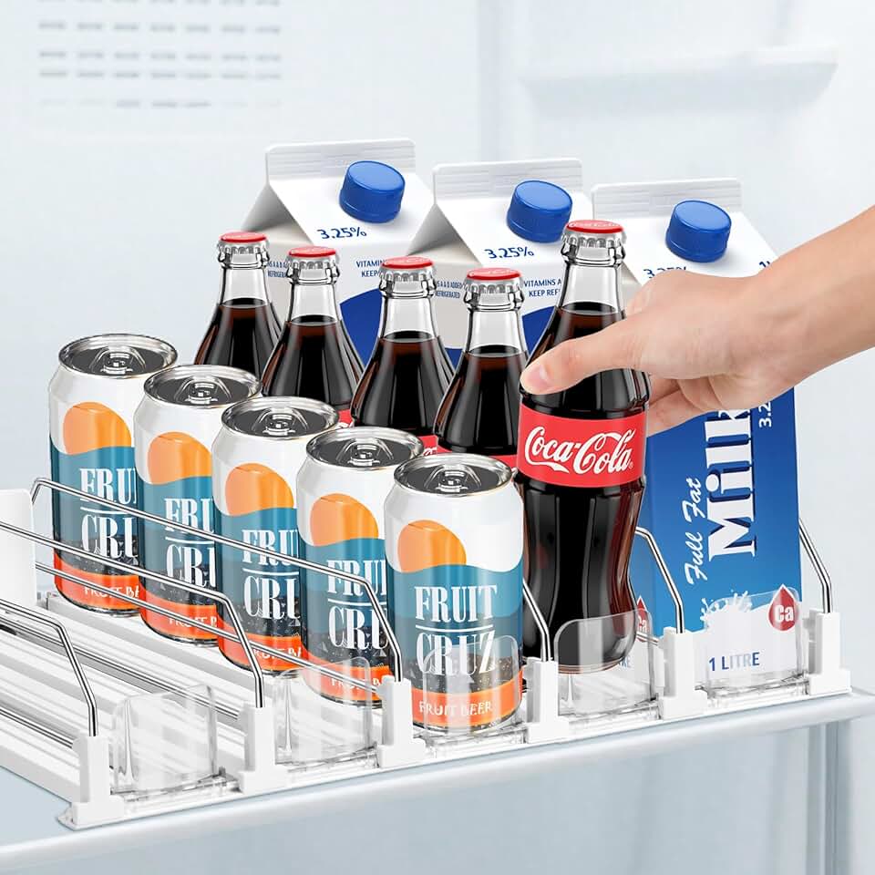 Adjustable Fridge Drink Organizer with 5 Rows