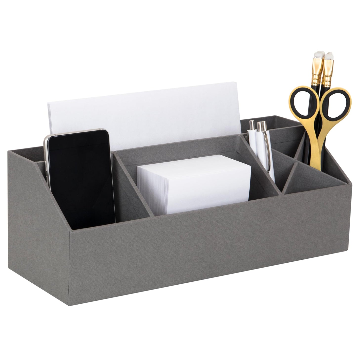 Durable 7-Compartment Desk Organizer in Grey