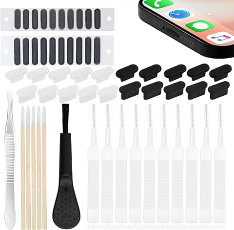 57 Pack USB C Dust Plug with Cleaning Brush Set