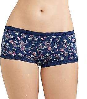 Women's Microfiber and Lace Boyshort Briefs, Size 7 US
