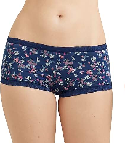 Women's Microfiber and Lace Boyshort Briefs, Size 7 US