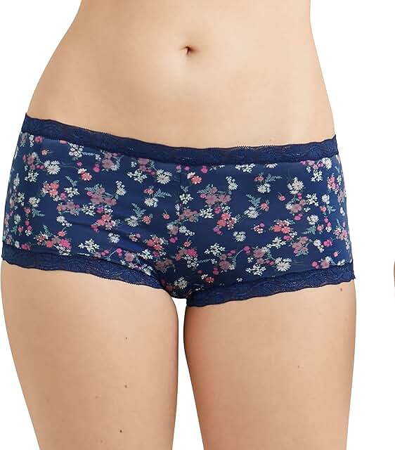 Women's Microfiber and Lace Boyshort Briefs, Size 7 US