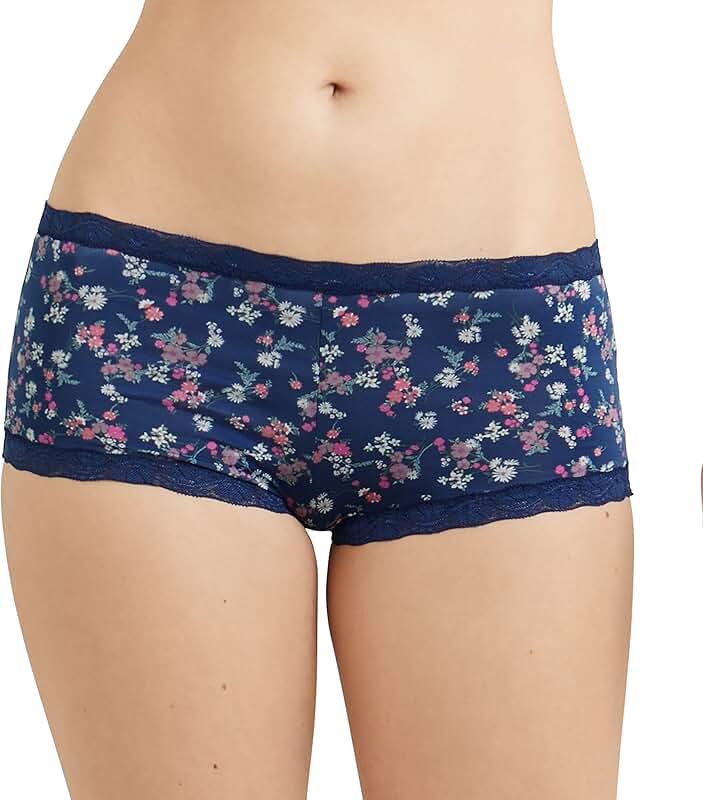 Women's Microfiber and Lace Boyshort Briefs, Size 7 US