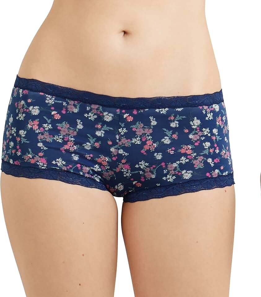 Women's Microfiber and Lace Boyshort Briefs, Size 7 US