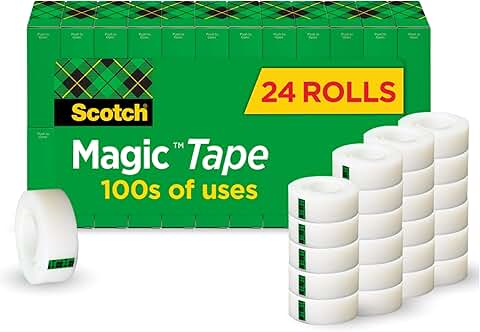 Invisible Magic Tape for Repairs and Gift Wrapping, 24 Rolls
