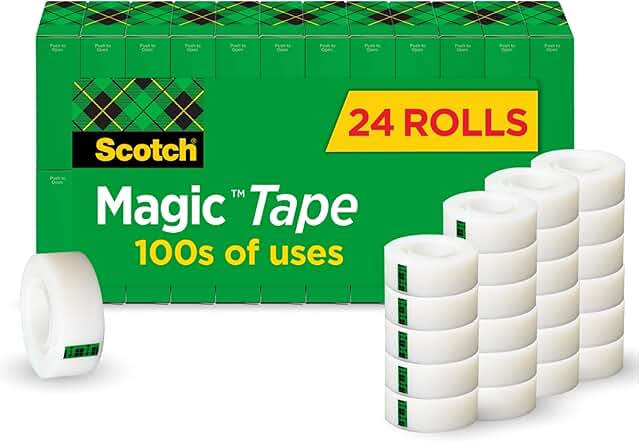 Invisible Magic Tape for Repairs and Gift Wrapping, 24 Rolls