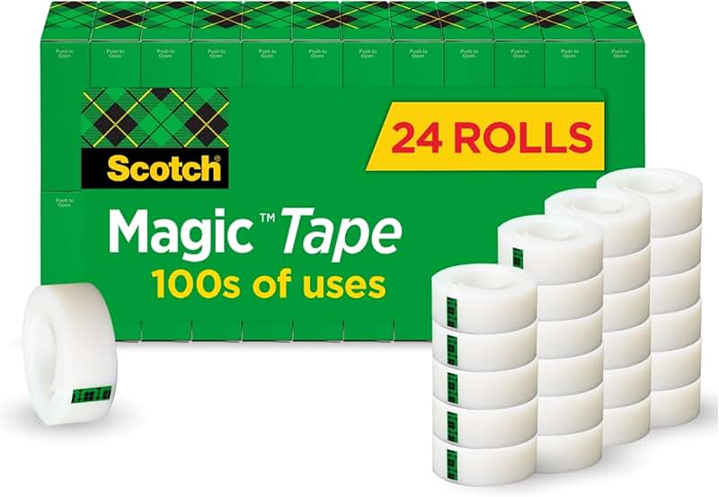 Invisible Magic Tape for Repairs and Gift Wrapping, 24 Rolls